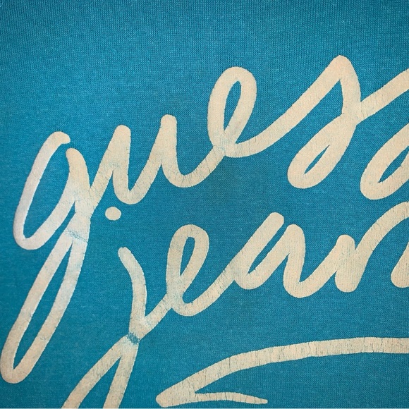 Guess Jeans Vintage Crewneck Sweatshirt 80s 90s Light Teal XL - Picture 8 of 10